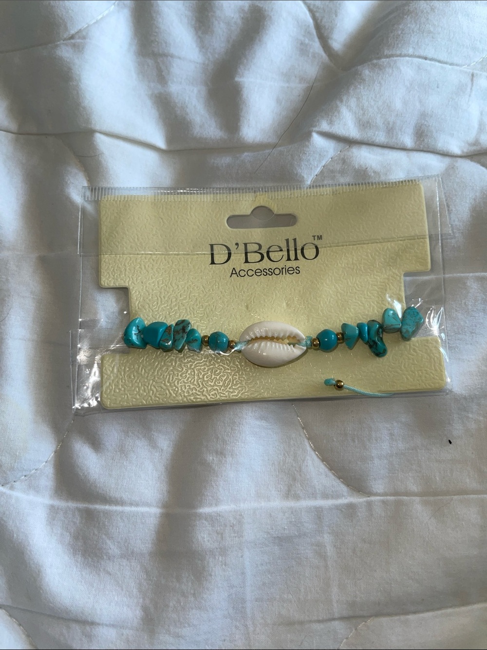 Turquoise Bead & Shell Hair Tie